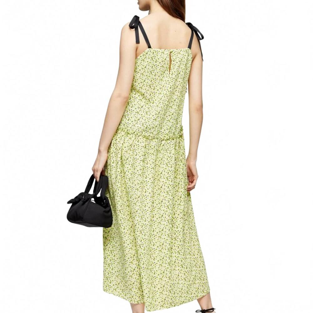NEW TOPSHOP floral print sleeveless midi dress in lime - Picture 2 of 3